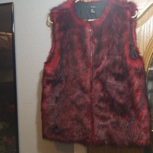 Faux fur burgandy vest